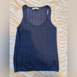 Zara navy and sparkle knit tank top